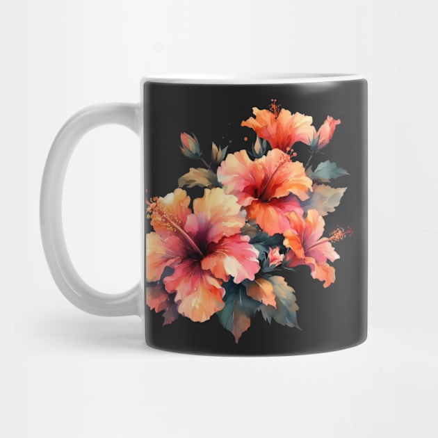 Beautiful Watercolor Tropical Hibiscus Flower by Organicgal Graphics